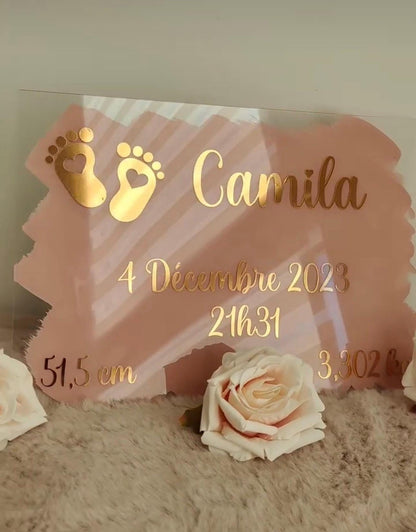 Personalized birth plaque – Plexiglass – Children's room decoration, personalized birth gift