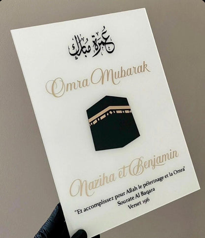 Customizable Umrah, Hajj Mubarak Plaque – Plexiglass – Gift for Hajj/Umrah