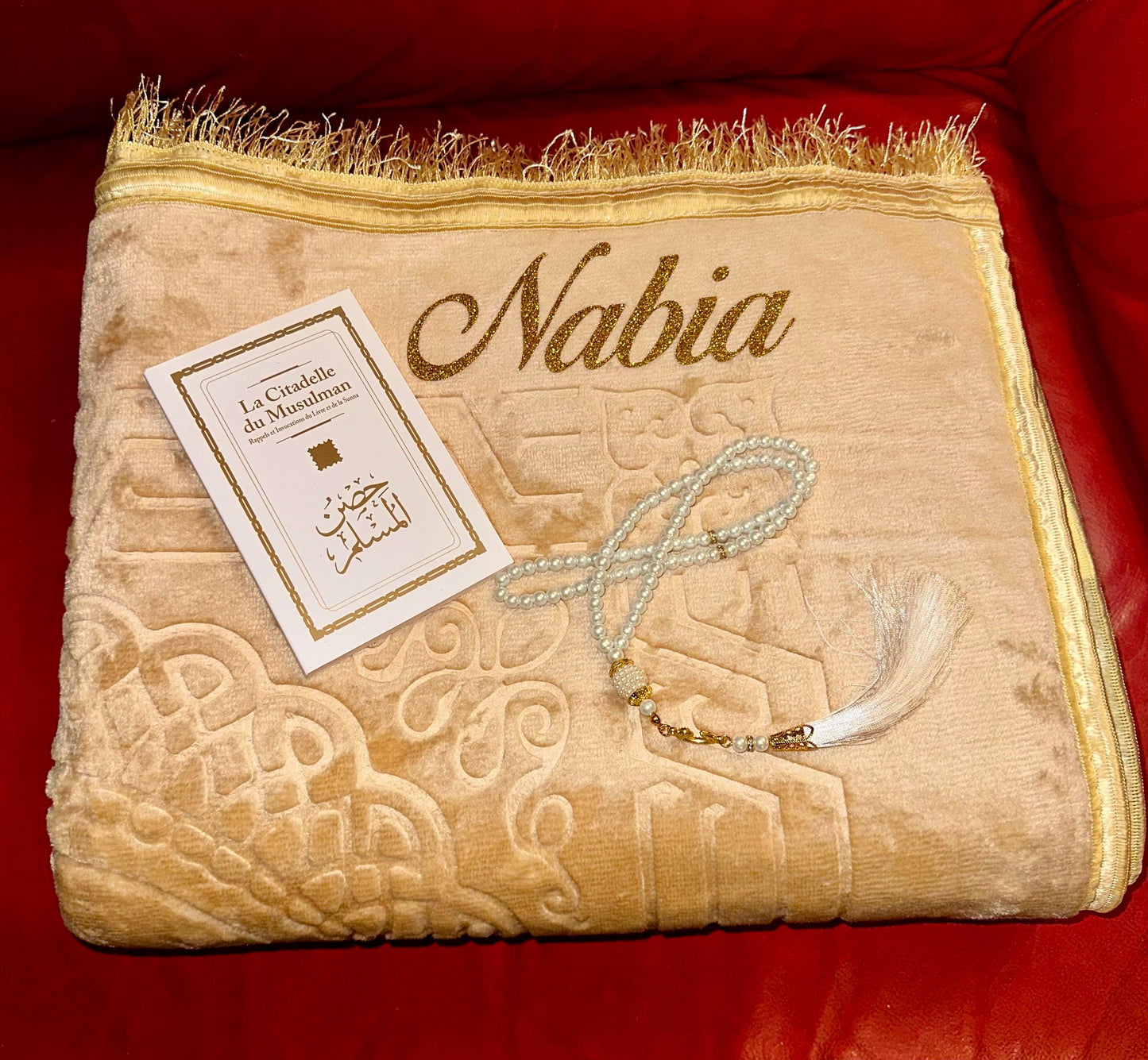 Coffret cadeau musulman personnalisé – Citadelle, tapis de prière personnalisé, tasbih – Cadeau islamique Eid, mariage, ramadan, conversion